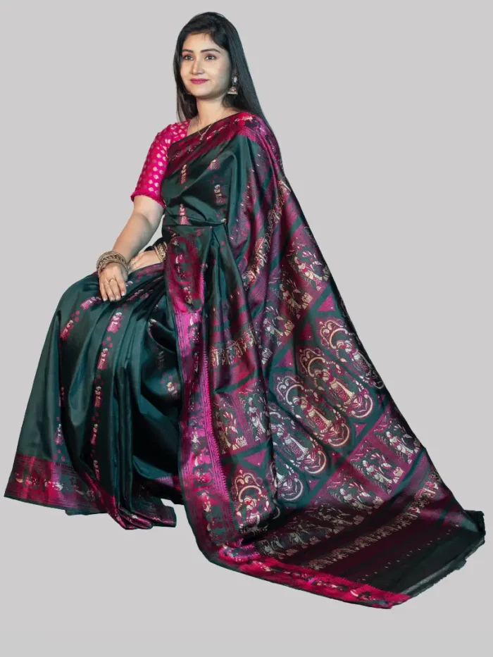 bottle-green-baluchari-saree-image-four